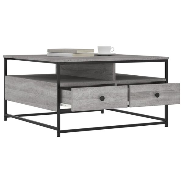 vidaXL Τραπεζάκι Σαλονιού Γκρι Sonoma 80 x 80 x 45 εκ. Επεξεργ. Ξύλο
