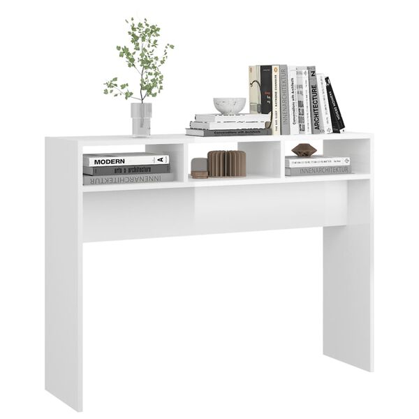 vidaXL Τραπεζάκι Κονσόλα Γυαλιστερό Λευκό 105 x 30 x 80 εκ Επεξ. Ξύλο