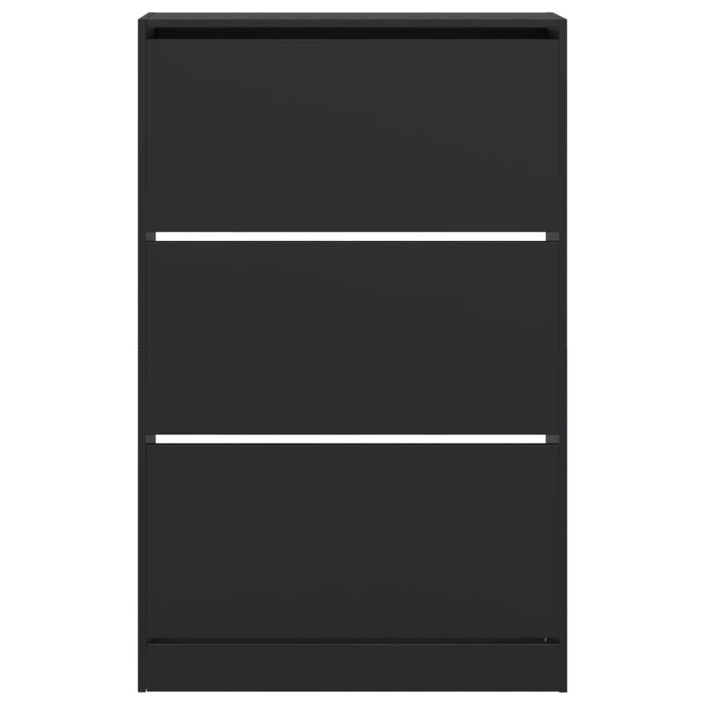 vidaXL Παπουτσοθήκη Μαύρη 80x21x125,5 εκ. από Επεξεργασμένο Ξύλο