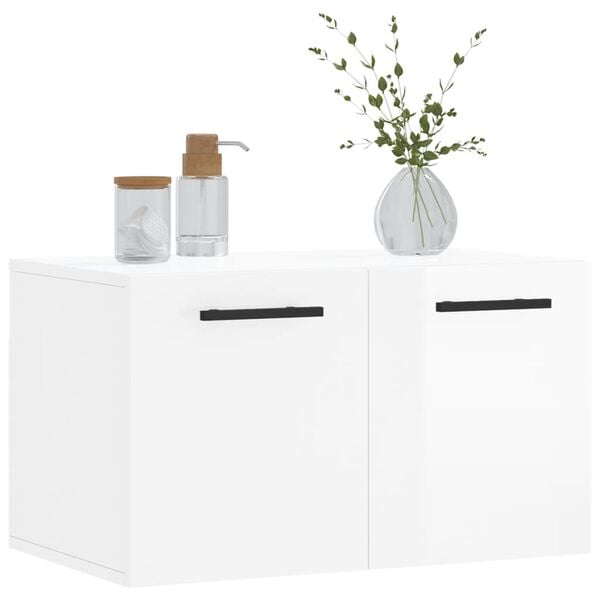 vidaXL Ντουλάπι Τοίχου Γυαλιστερό Λευκό 60x36,5x35 εκ. Επεξεργ. Ξύλο