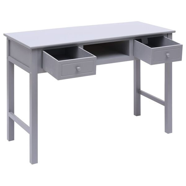 vidaXL Γραφείο Γκρι 108 x 45 x 76 εκ. από Μασίφ Ξύλο Παυλώνιας