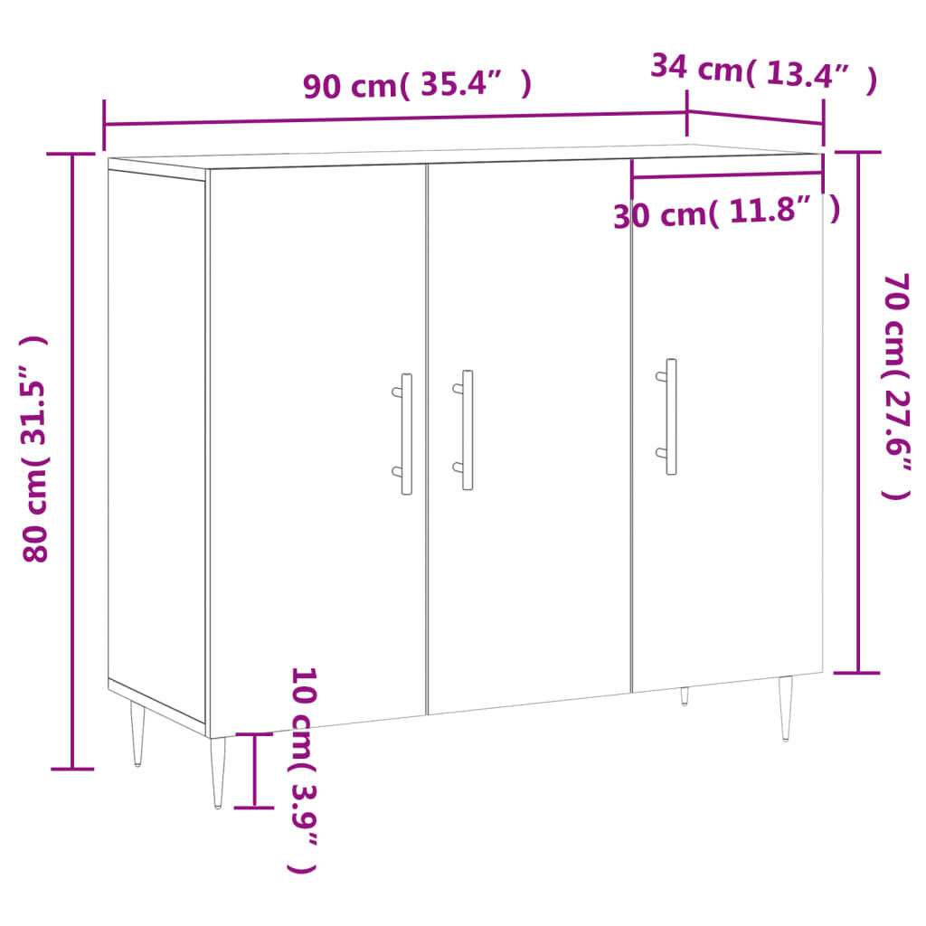 vidaXL Ντουλάπι Sonoma δρυς 90x34x80 εκ. Επεξεργασμένο Ξύλο