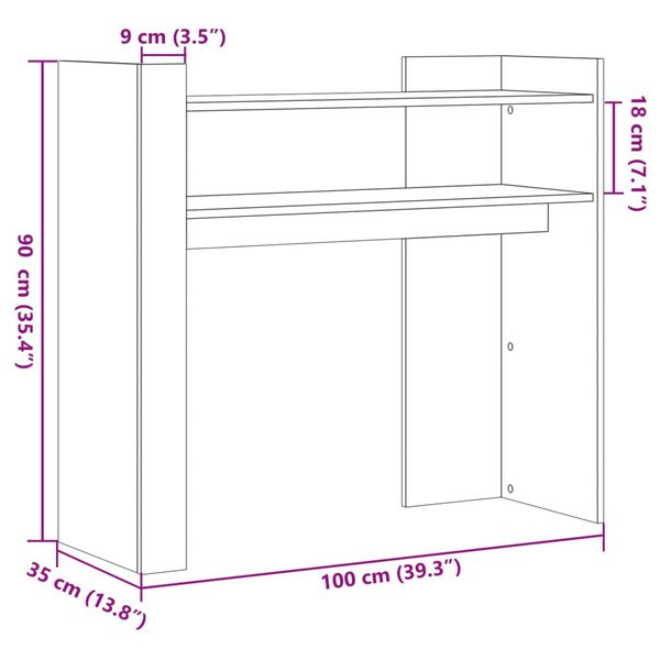 vidaXL Τραπέζι Κονσόλα Καπνιστή Δρυς 100x35x90 εκ. Επεξεργασμένο Ξύλο