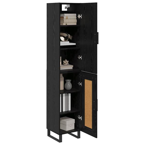 vidaXL Highboard &Mu;&alpha;ύ&rho;&eta; &Omicron;&xi;&upsilon;ά 34,5 x 34 x 180 &epsilon;&kappa;. &Epsilon;&pi;&epsilon;&xi;&epsilon;&rho;&gamma;&alpha;&sigma;&mu;έ&nu;&omicron; &xi;ύ&lambda;&omicron;