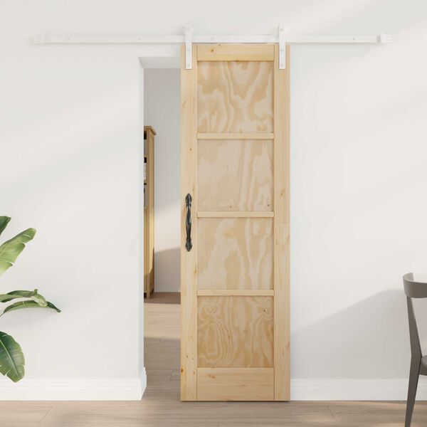 vidaXL Συρόμενη Πόρτα με Σετ Αξεσουάρ 61x198.5 εκ. Στερεό Ξύλο Πεύκου