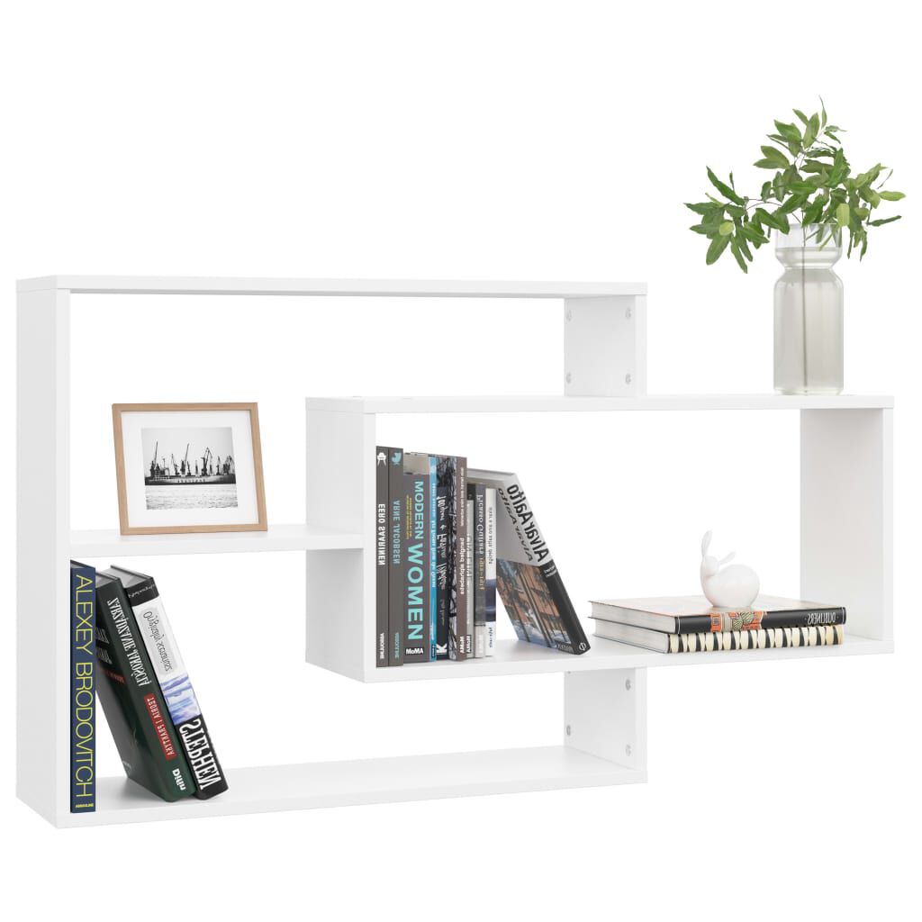 vidaXL Ραφιέρα Τοίχου Λευκή 104 x 20 x 58,5 εκ. από Επεξεργασμένο Ξύλο