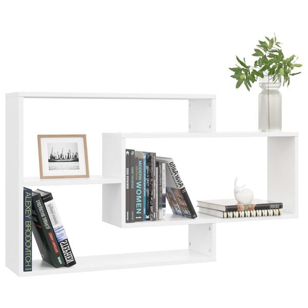 vidaXL Ραφιέρα Τοίχου Λευκή 104 x 20 x 58,5 εκ. από Επεξεργασμένο Ξύλο