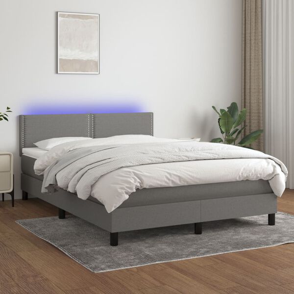 vidaXL &Kappa;&rho;&epsilon;&beta;ά&tau;&iota; Boxspring &mu;&epsilon; &Sigma;&tau;&rho;ώ&mu;&alpha; & LED &Sigma;&kappa;.&Gamma;&kappa;&rho;&iota; 140x200 &epsilon;&kappa; &Upsilon;&phi;&alpha;&sigma;&mu;ά&tau;&iota;&nu;&omicron;