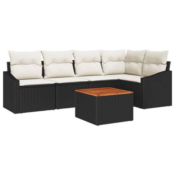 vidaXL Σετ Καναπέ Κήπου 6 pcs Μαύρο και λευκό