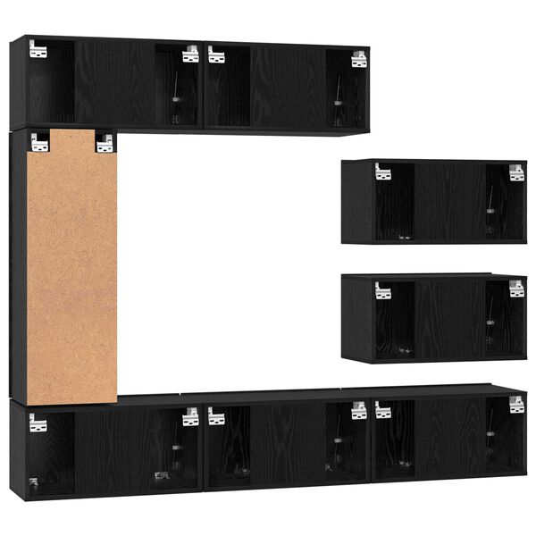 vidaXL Σετ Καθισμάτων Τηλεόρασης 8 pcs Μαύρη Δρυς 30.5 x 30 x 90 cm