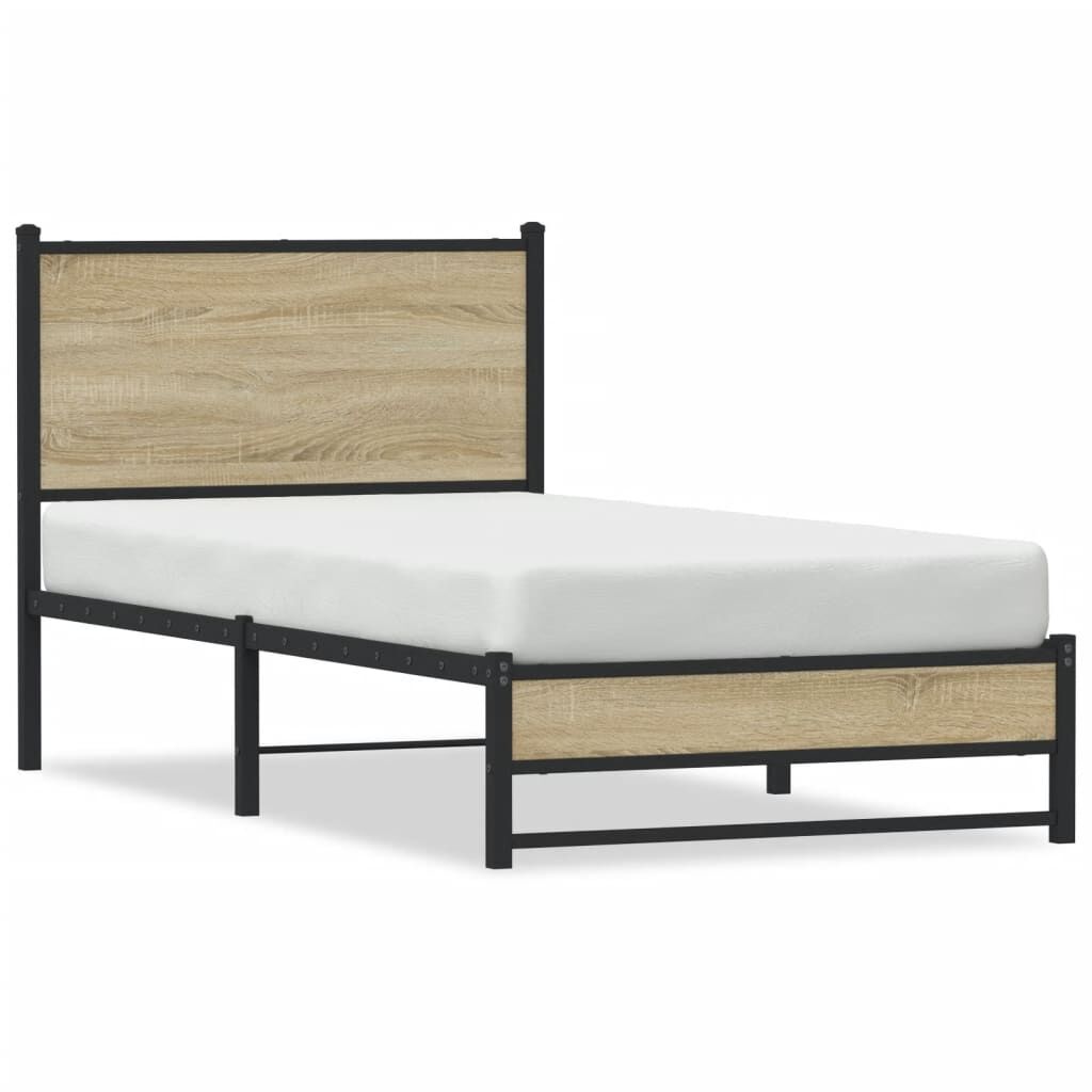 vidaXL Σκελετός Κρεβ. Χωρίς Στρώμα Sonoma Δρυς 90x200 εκ. Μεταλλικό