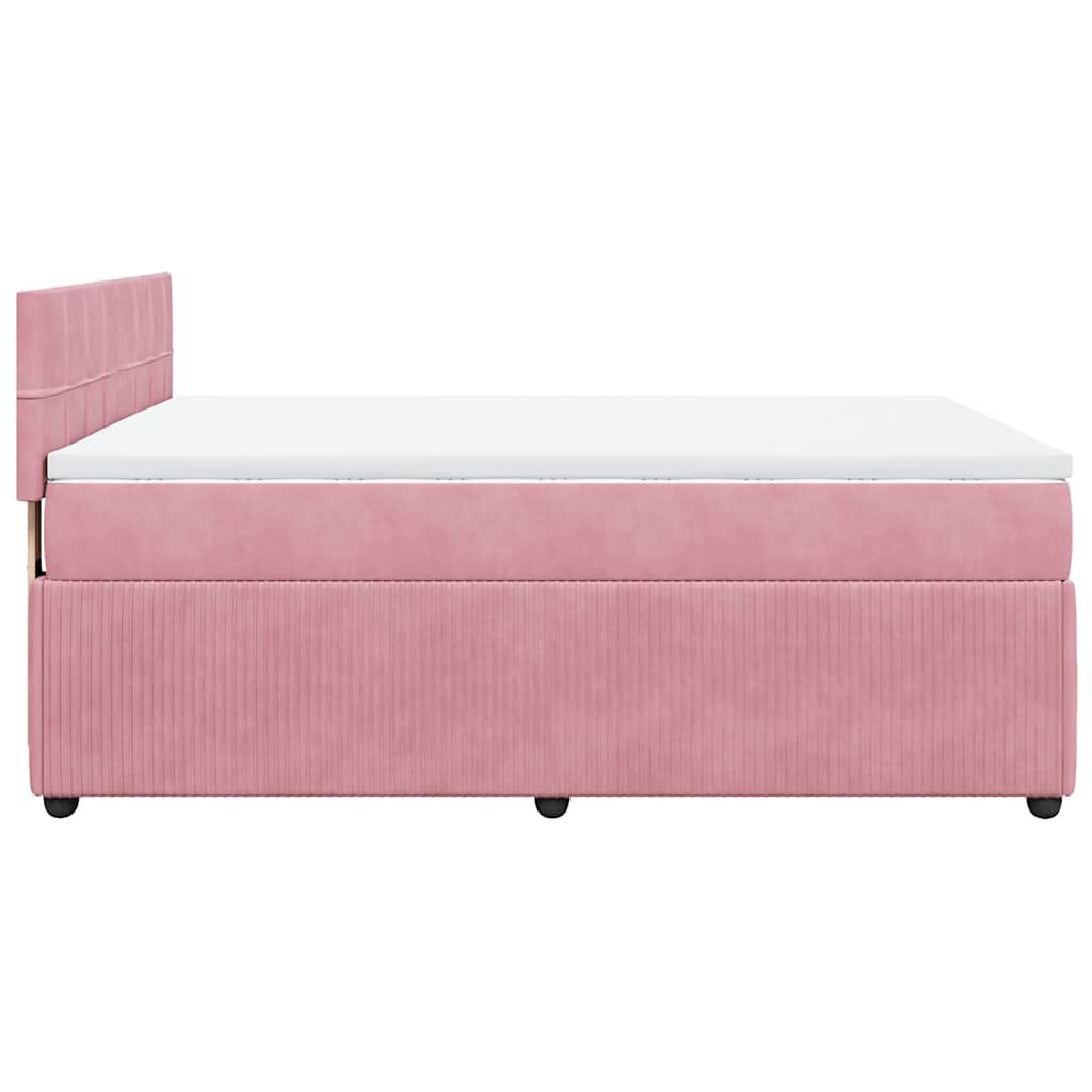 vidaXL Κρεβάτι Boxspring με Στρώμα Ροζ 140x200 εκ. Βελούδινο