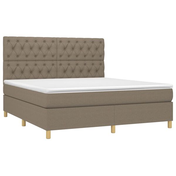 vidaXL &Kappa;&rho;&epsilon;&beta;ά&tau;&iota; Boxspring &mu;&epsilon; &Sigma;&tau;&rho;ώ&mu;&alpha; & LED Taupe 160x200 &epsilon;&kappa;. &Upsilon;&phi;&alpha;&sigma;&mu;ά&tau;&iota;&nu;&omicron;