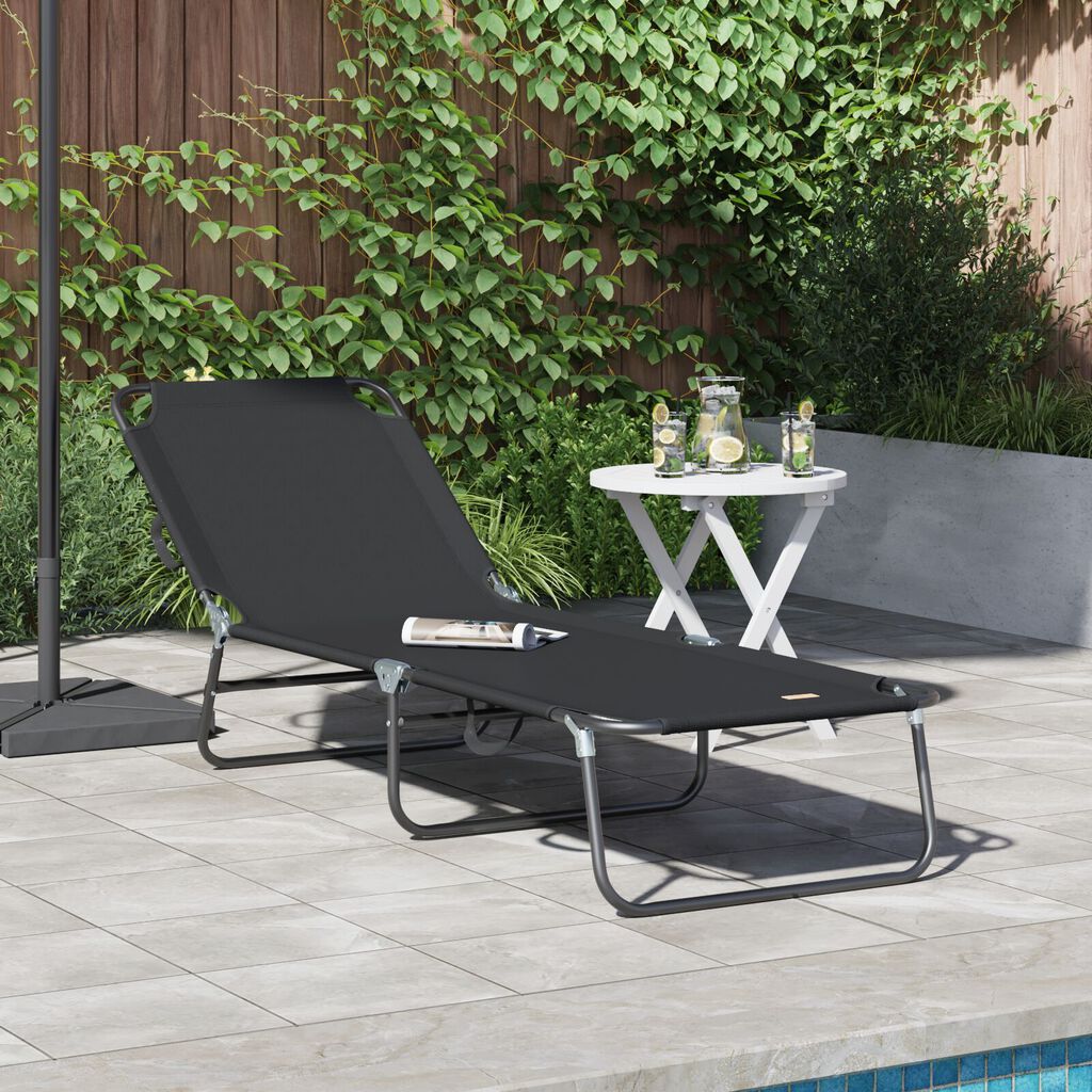 vidaXL Πτυσσόμενη ξαπλώστρα 1-πρόσωπο Μαύρο 56 x 189 x 87 εκ. ύφασμα