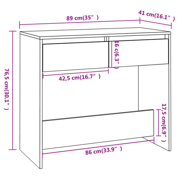 vidaXL Τραπέζι Κονσόλα Γκρι Sonoma 89x41x76,5 εκ. Επεξεργασμένο Ξύλο