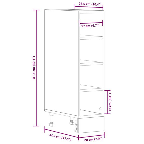 vidaXL Ντουλάπι κάτω μέρος Riga Γκρι sonoma 20x44,5x81,5 cm