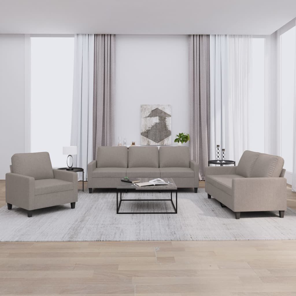 vidaXL Πολυθρόνες Σετ 3 Τεμαχίων Taupe από Ύφασμα με Μαξιλάρια