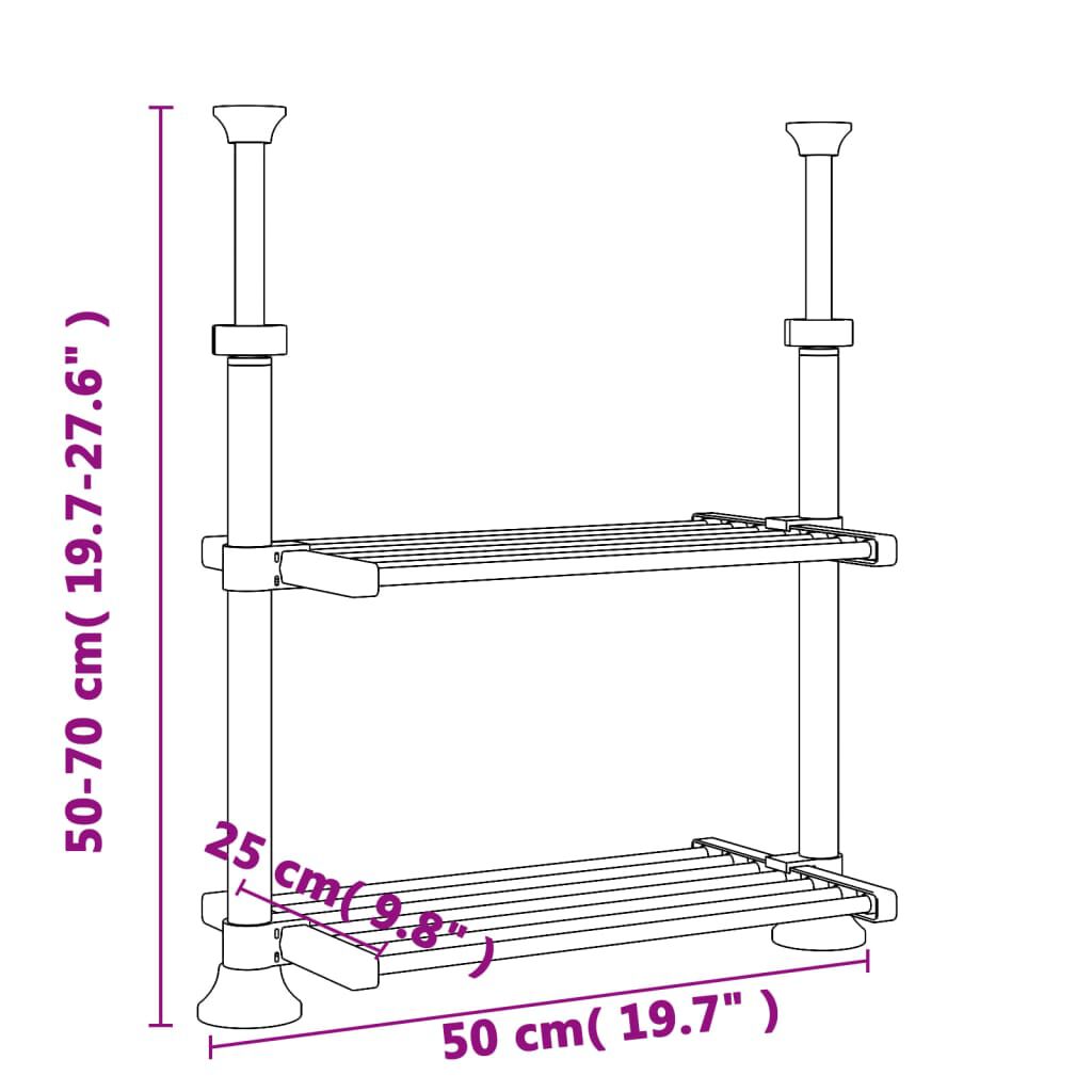 vidaXL Ράφι Κουζίνας 50x25x(50-70) εκ. από Αλουμίνιο