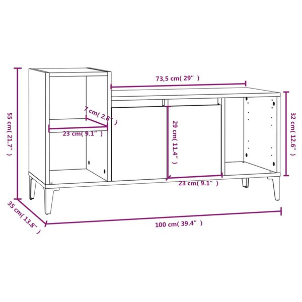 vidaXL Έπιπλο Τηλεόρασης Γκρι Σκυρ. 100x35x55 εκ. Επεξ. Ξύλο