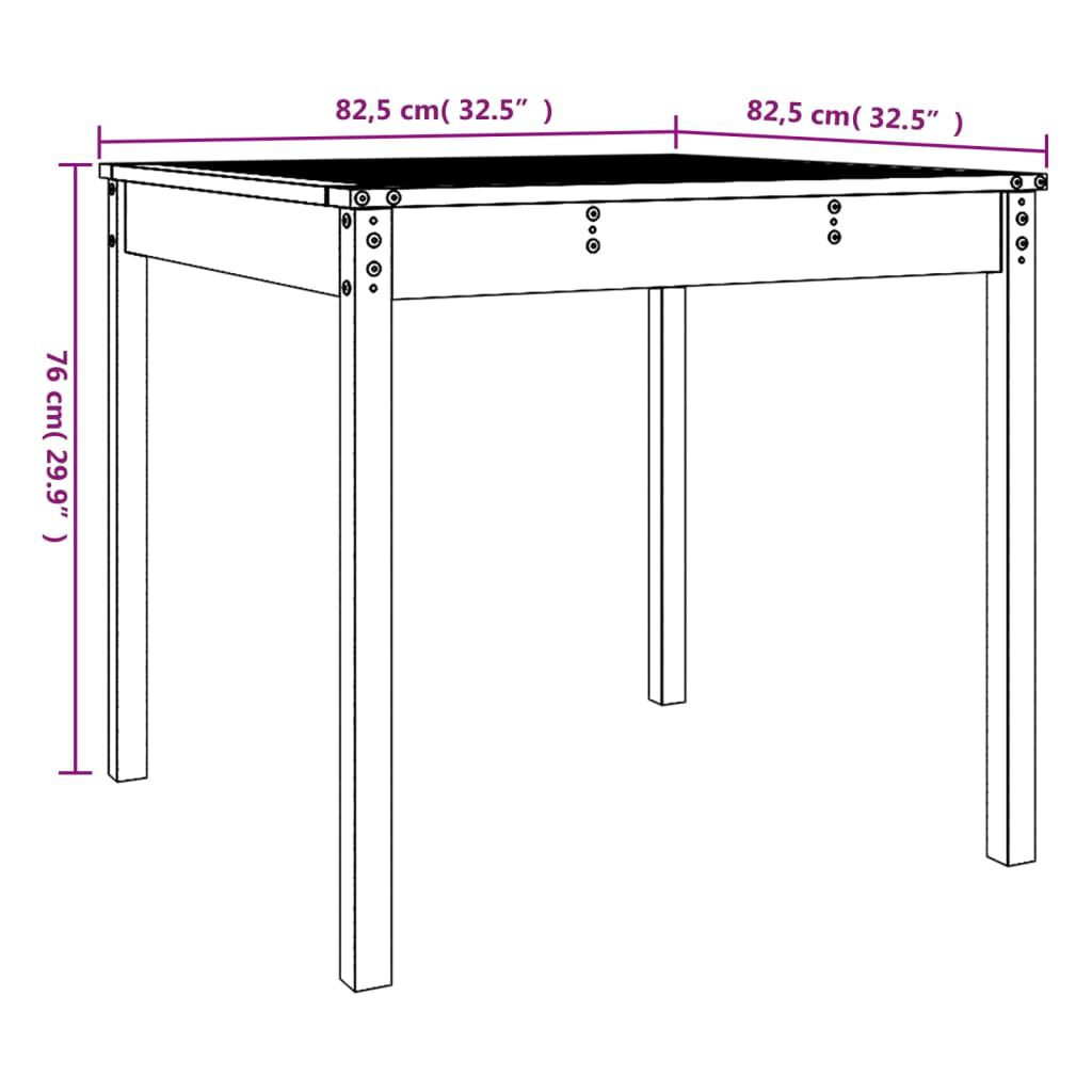 vidaXL Τραπέζι Κήπου Μελί 82,5 x 82,5 x 76 εκ. από Μασίφ Ξύλο Πεύκου