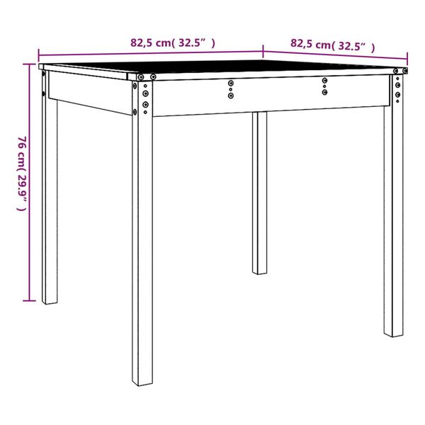 vidaXL Τραπέζι Κήπου Μελί 82,5 x 82,5 x 76 εκ. από Μασίφ Ξύλο Πεύκου