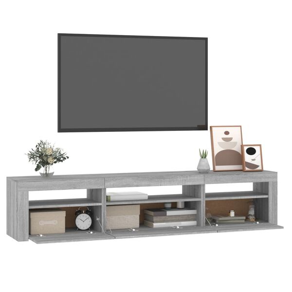 vidaXL Έπιπλο Τηλεόρασης με LED Γκρι Sonoma 195x35x40 εκ.