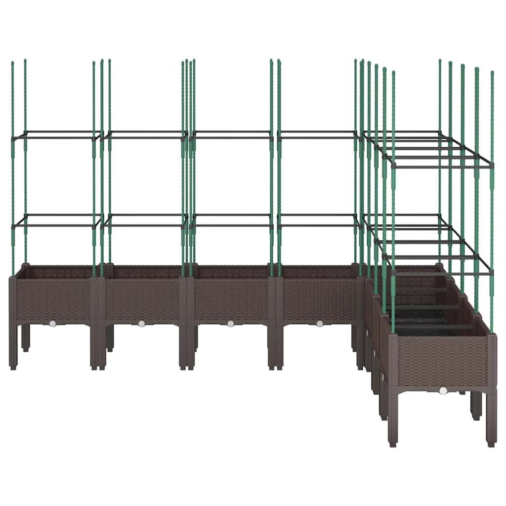 vidaXL Ζαρντινιέρα Κήπου με Καφασωτό Καφέ 200 x 160 x 142,5 εκ. από PP