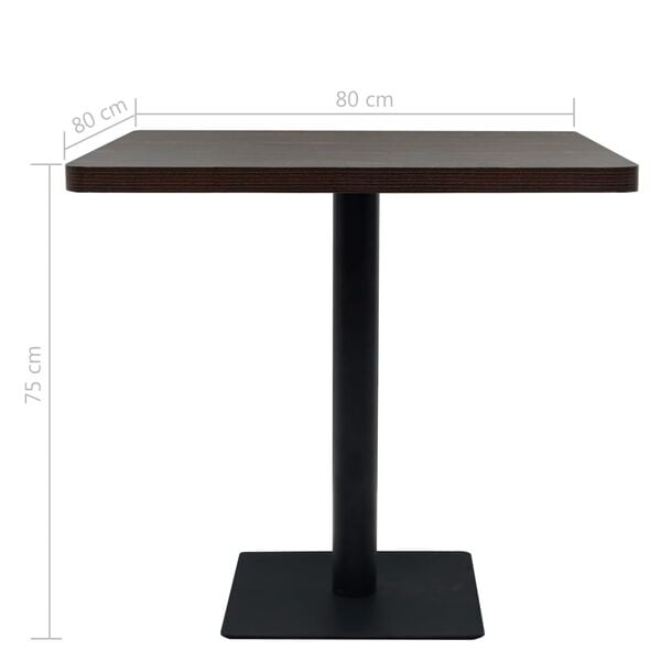 vidaXL Τραπέζι Bistro Τετράγωνο Σκούρο Σταχτί 80x80x75 εκ. MDF/Ατσάλι