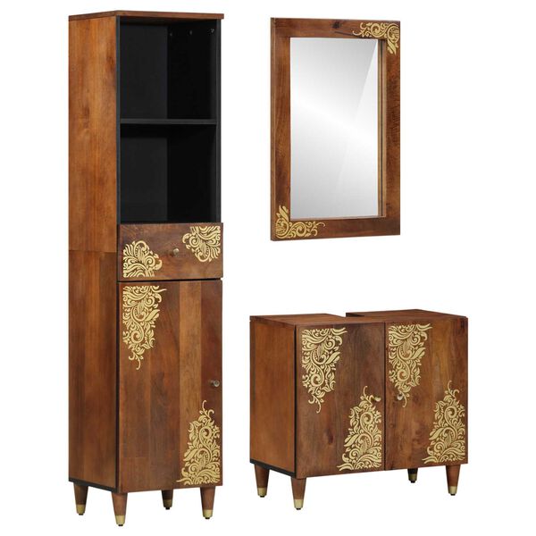 vidaXL Σετ Επίπλων Μπάνιου Επιτοίχιο 3 pcs Καφέ 62 x 33 x 58 εκ.
