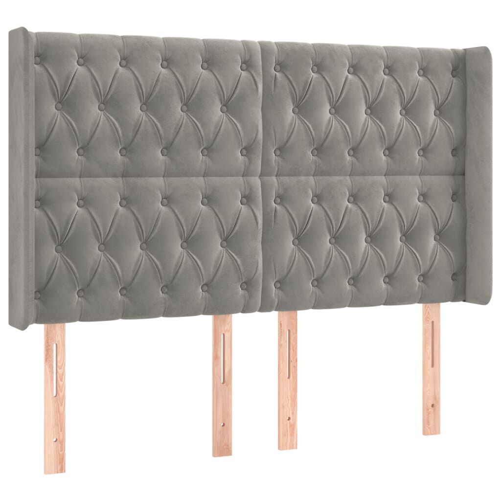 vidaXL Κρεβάτι Boxspring με Στρώμα & LED Αν.Γκρι 140x200 εκ. Βελούδινο