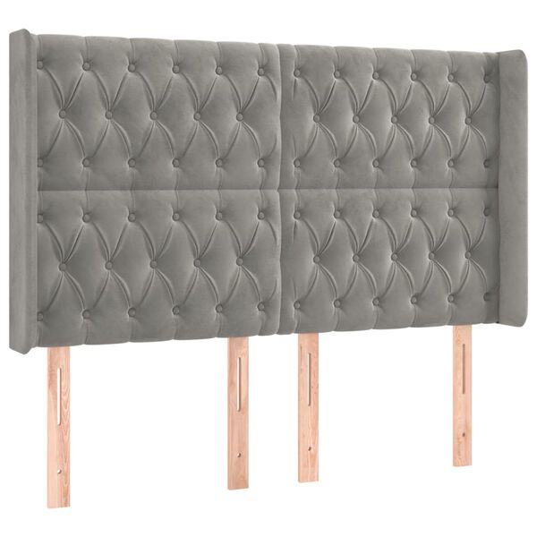 vidaXL Κρεβάτι Boxspring με Στρώμα & LED Αν.Γκρι 140x200 εκ. Βελούδινο