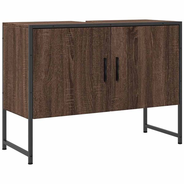 vidaXL Ντουλάπι Μπάνιου Νιπτήρα Καφέ Δρυς 80 x 33 x 60 εκ. Επεξ. Ξύλο