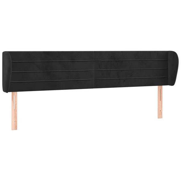 vidaXL Κεφαλάρι με Πτερύγια Μαύρο 183x23x78/88 εκ. Βελούδινο