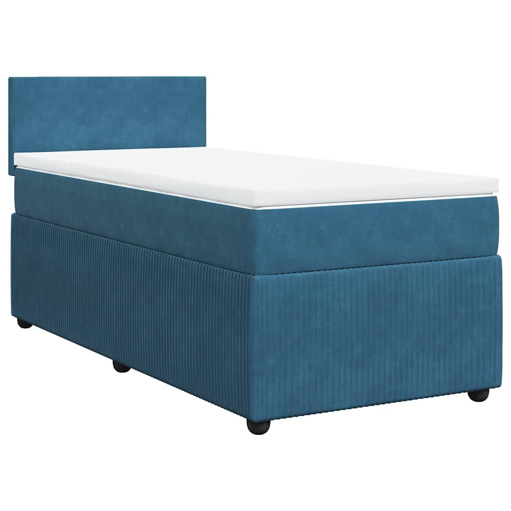 vidaXL Κρεβάτι Boxspring με Στρώμα Μπλε 80 x 200 εκ. Βελούδινο