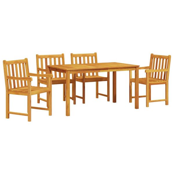 vidaXL Σέτ φαγητού για κήπο 5 pcs Καφέ Μασίφ ξύλο ακακίας