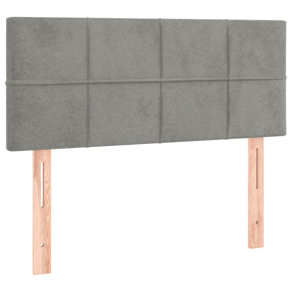 vidaXL Κρεβάτι Boxspring με Στρώμα Ανοιχτό Γκρι 90x200 εκ. Βελούδινο