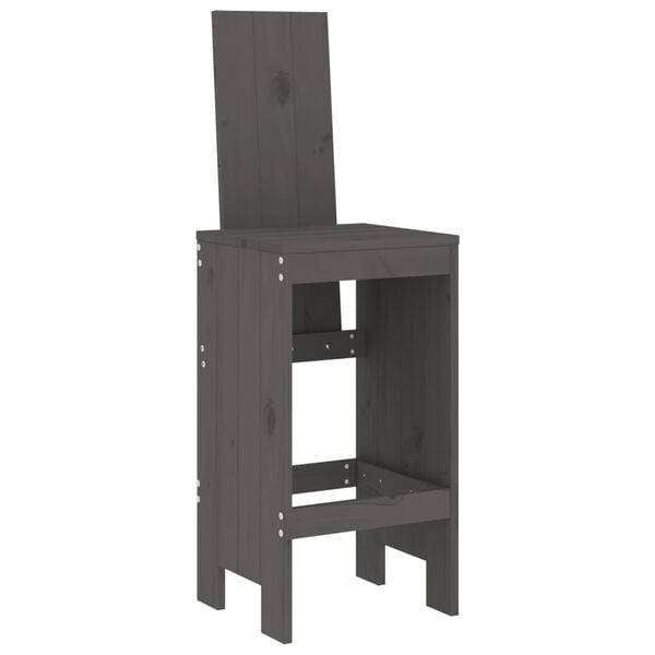 vidaXL Σκαμπό Μπαρ 2 Τεμ. Γκρι 40 x 42 x 120 εκ. από Μασίφ Ξύλο Πεύκου