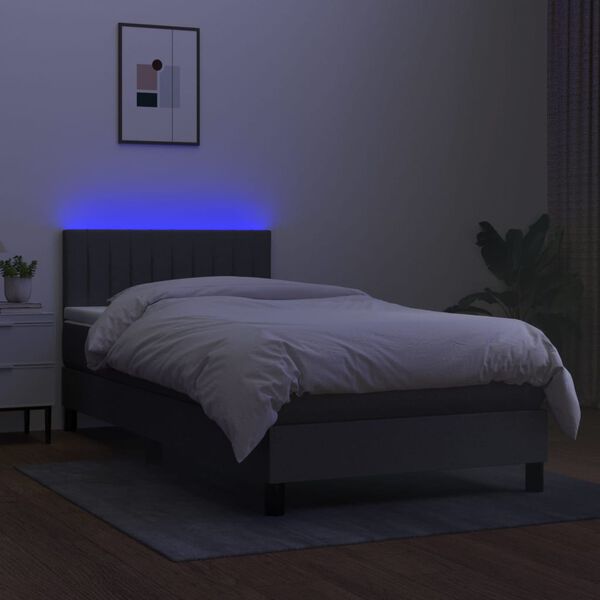 vidaXL &Kappa;&rho;&epsilon;&beta;ά&tau;&iota; Boxspring &mu;&epsilon; &Sigma;&tau;&rho;ώ&mu;&alpha; & LED &Sigma;&kappa;.&Gamma;&kappa;&rho;&iota; 90x190 &epsilon;&kappa;. &Upsilon;&phi;&alpha;&sigma;&mu;ά&tau;&iota;&nu;&omicron;