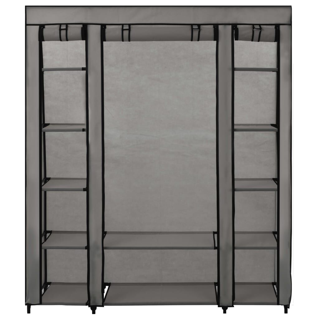 vidaXL Ντουλάπα με Ράφια / Σωλήνες Γκρι 150x45x176 εκ. Υφασμάτινη