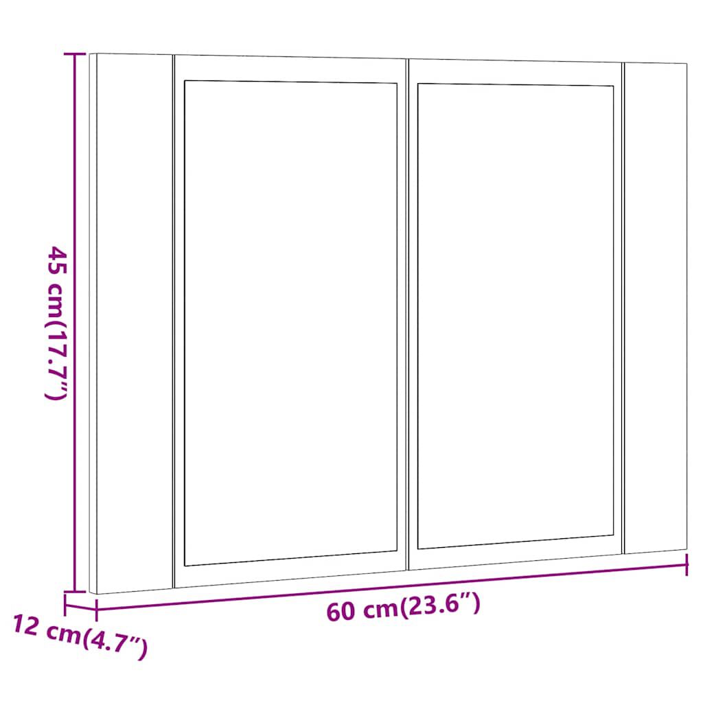 vidaXL Καθρέφτης Ντουλάπι Αρτισιανή Δρυς 60x12x45 εκ. Επεξ. Ξύλο