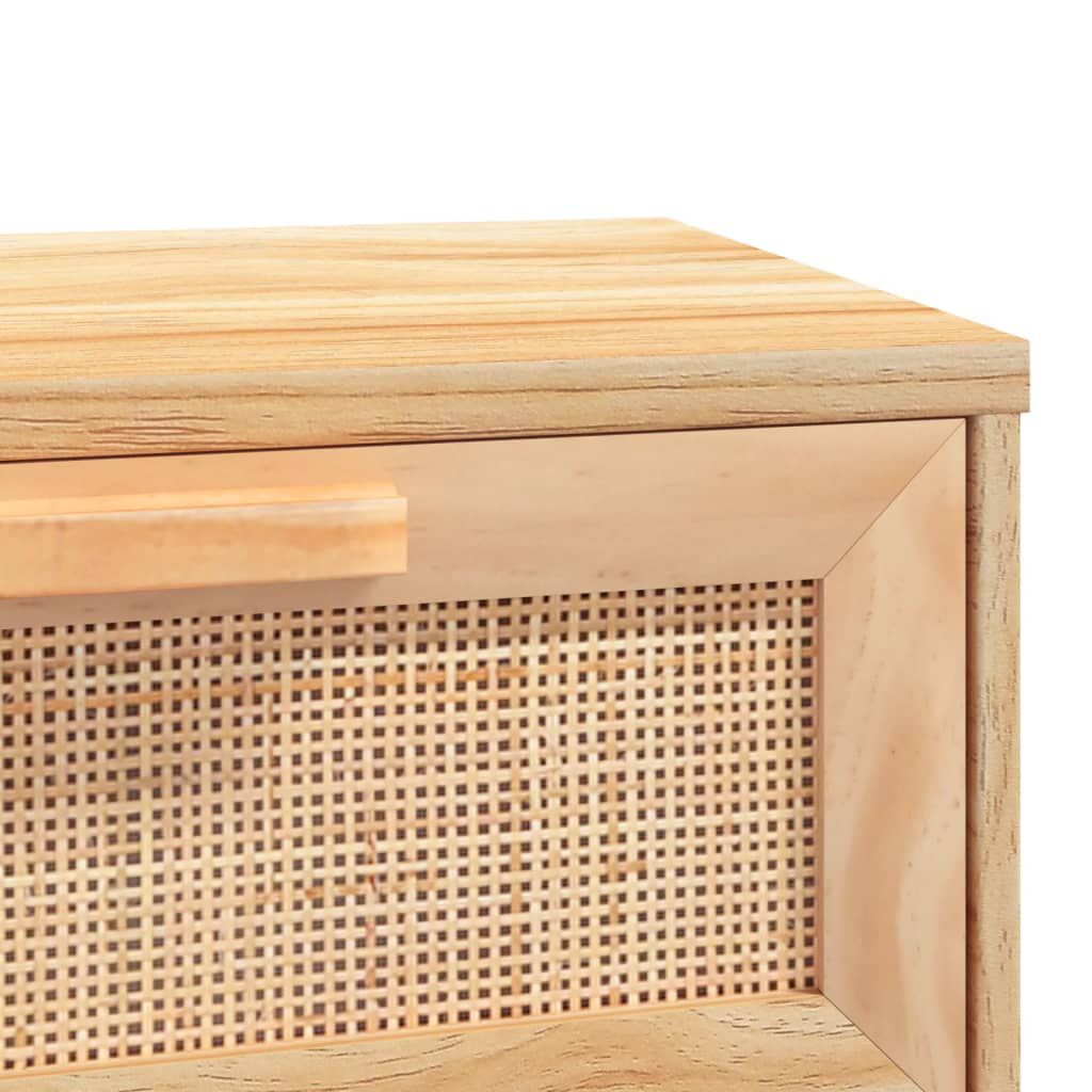 vidaXL Τραπέζι Κονσόλα Καφέ 80x30x75 εκ. Μασίφ Πεύκο & Φυσικό Ρατάν