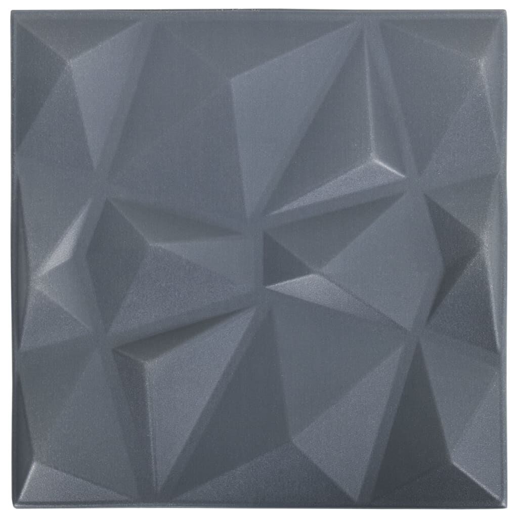 vidaXL Πάνελ Τοίχου 3D 24 τεμ. Γκρι Διαμαντιού 50 x 50 εκ. 6 μ²