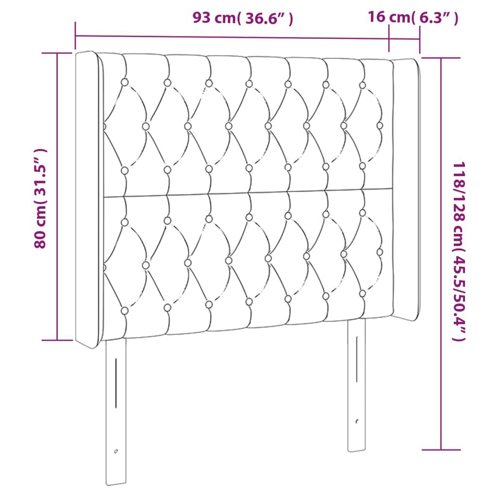 vidaXL Κεφαλάρι Κρεβατιού LED Κρεμ 93x16x118/128εκ. Υφασμάτινο