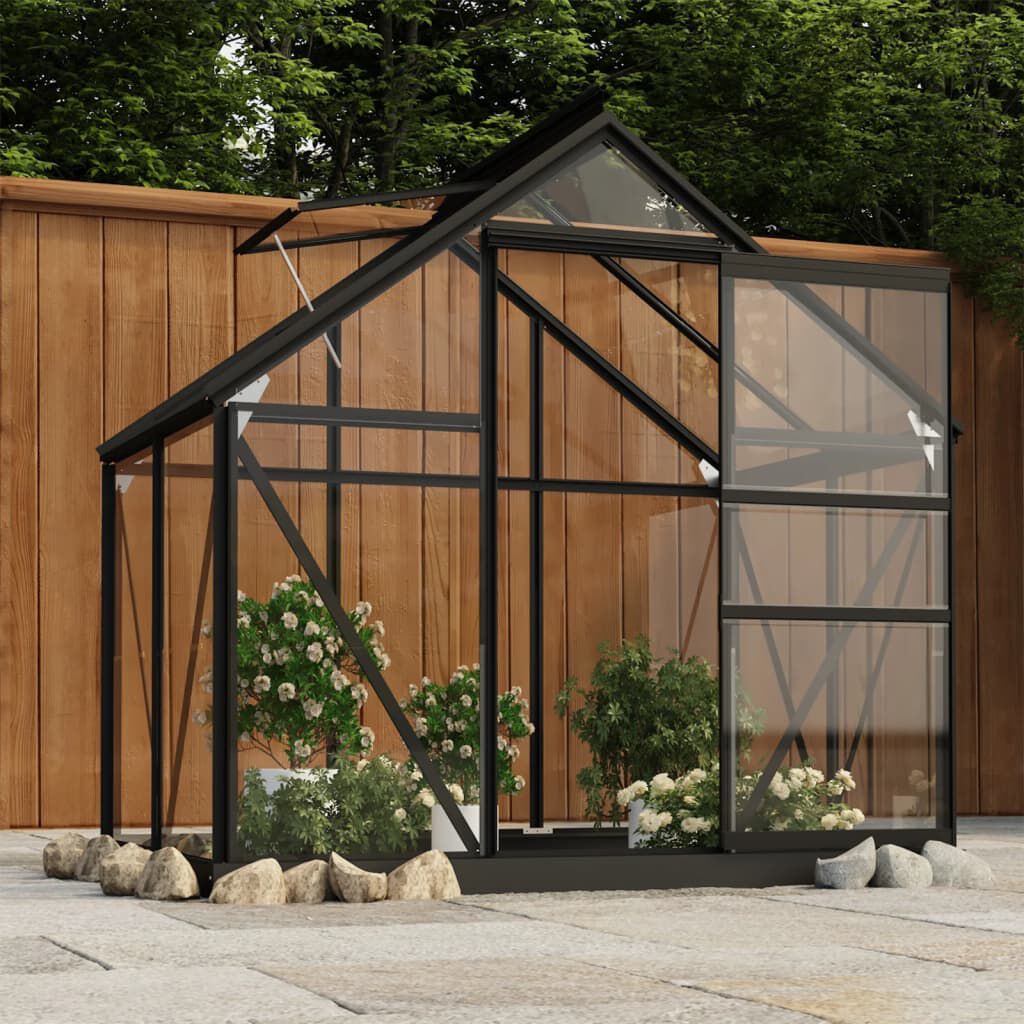 vidaXL Θερμοκήπιο Γυάλινο Ανθρακί 155 x 103 x 191 εκ. από Αλουμίνιο