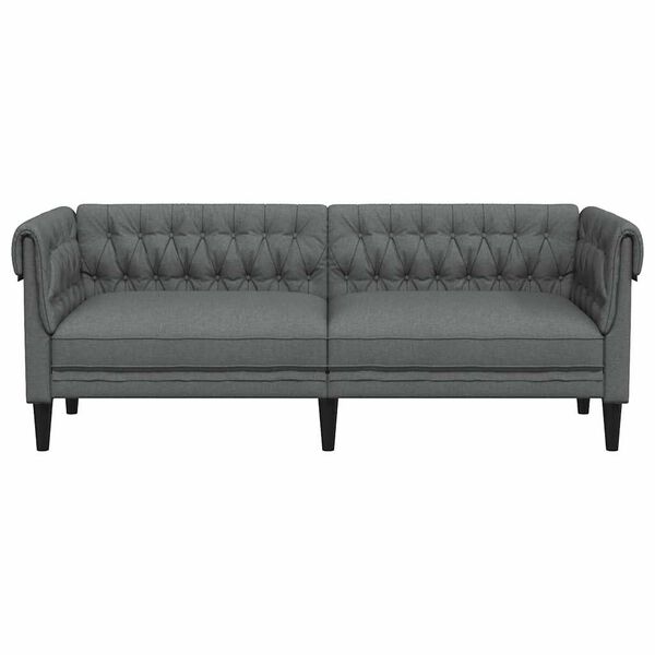 vidaXL Καναπές Τριθέσιος Chesterfield Σκούρο Γκρι Υφασμάτινος