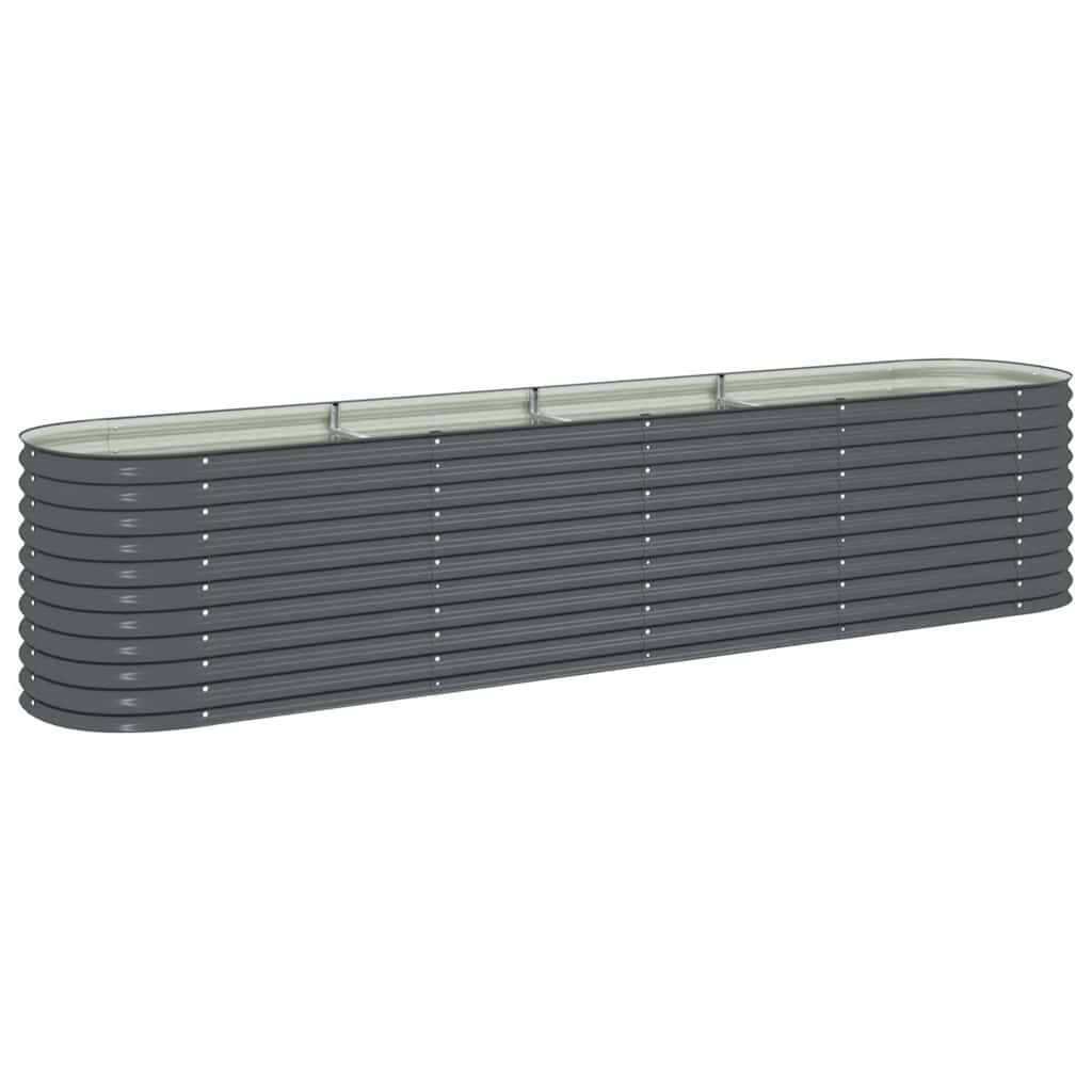 vidaXL Ζαρντινιέρα Υπερυψωμένη Γκρι 400x80x81 εκ. Γαλβανισμ. Χάλυβας