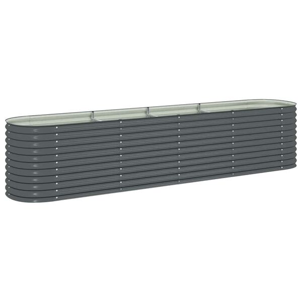 vidaXL Ζαρντινιέρα Υπερυψωμένη Γκρι 400x80x81 εκ. Γαλβανισμ. Χάλυβας
