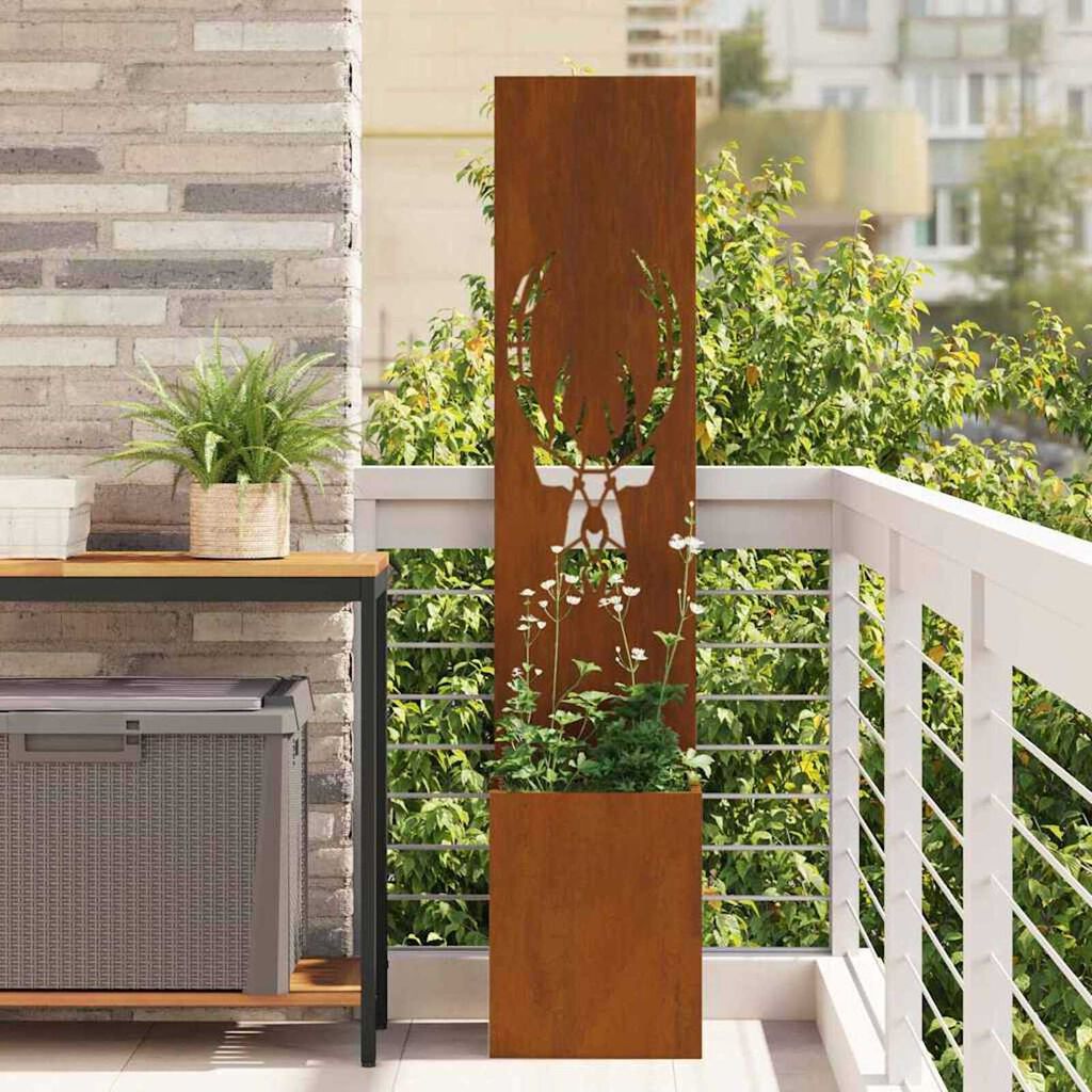 vidaXL Γλάστρα Κήπου με Διακοσμητική Πάνελ Σκ rusty 32 x 140 εκ.