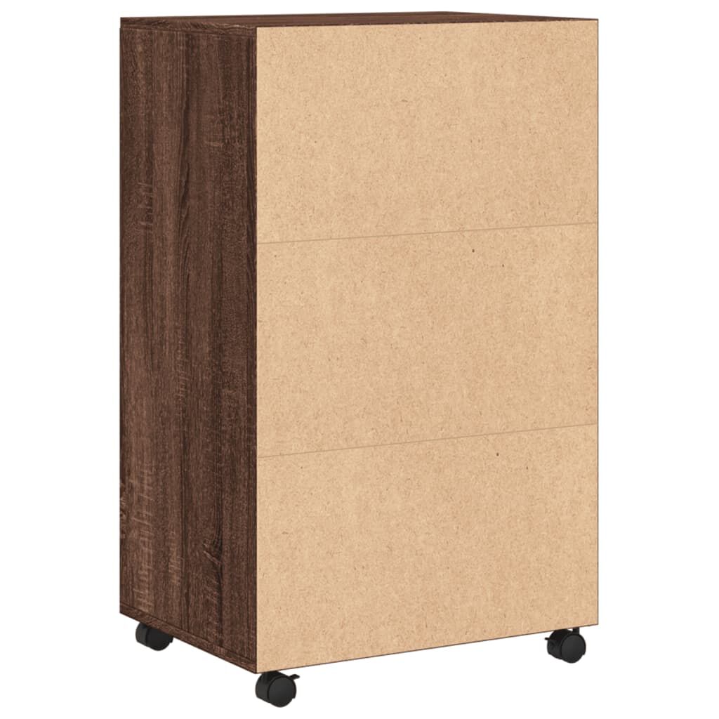 vidaXL Ντουλάπι Τροχήλατο Καφέ Δρυς 55x40x91 εκ. από Επεξ. Ξύλο