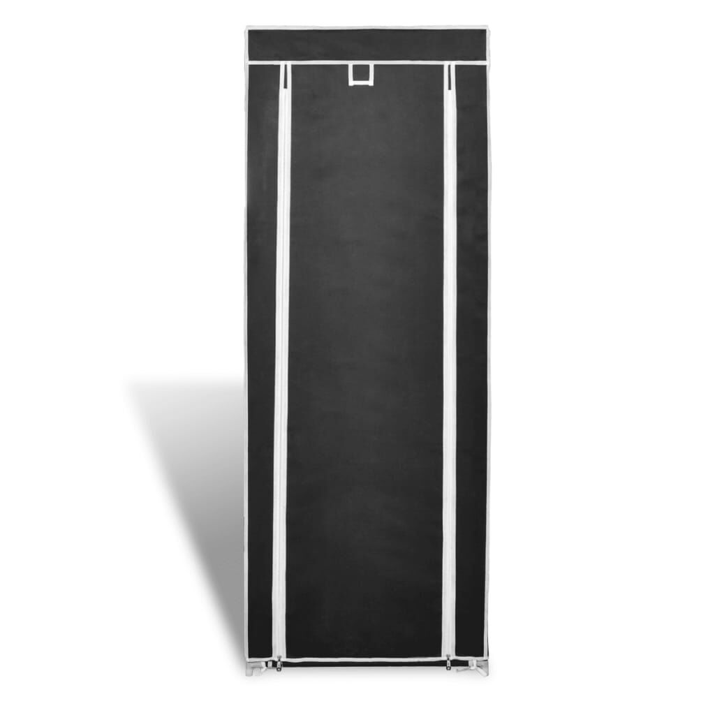 Υφασμάτινη παπουτσοθήκη με κάλυμμα 57 x 29 x 162 cm Μαύρο